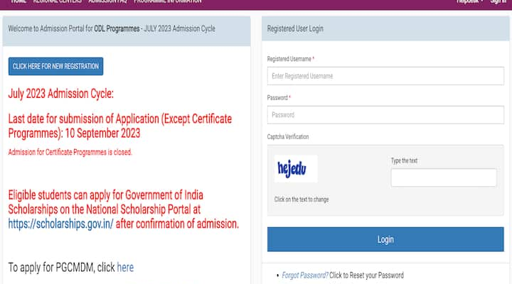 IGNOU Admissions 2023: July 2023 Registrations Closing Today, Apply Now