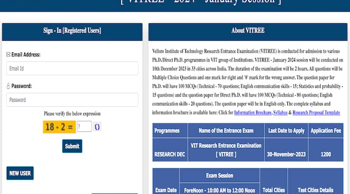 VITREE 2024: Registrations For January Session Begin On vit.ac.in, Apply By November 30