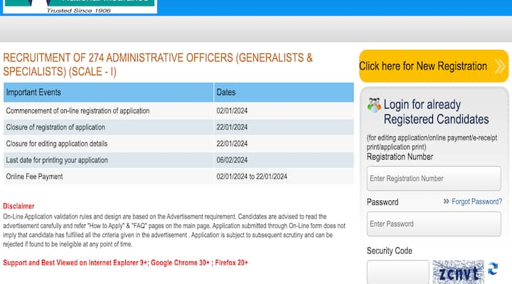 NICL AO Recruitment 2024: Applications For 274 Posts Begin On nationalinsurance.nic.co.in